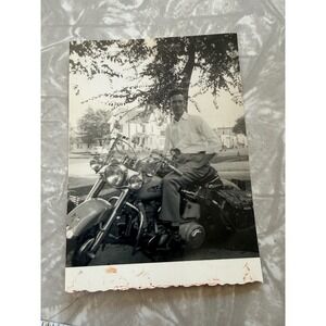 Vintage 1954 Indian Motorcycle Snapshot Photo Walnut Illinois Biker Americana
